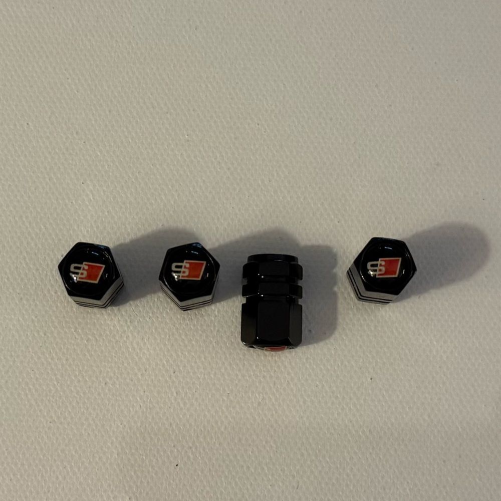 Audi S Line Valve Stem Caps in Black Set of 4 NWT